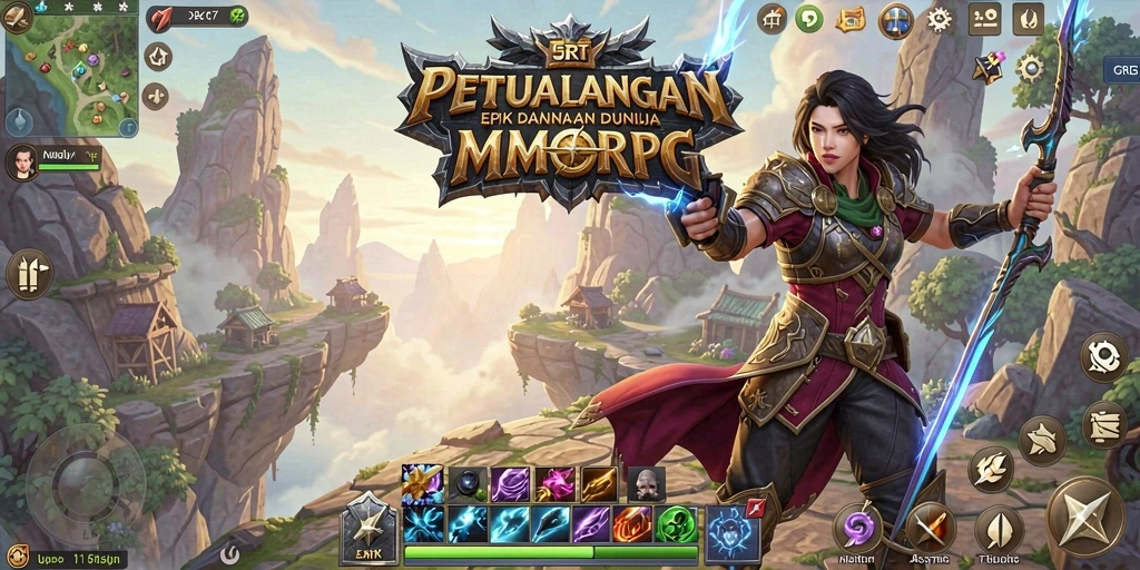 Screenshot gameplay 5RT menampilkan aksi pertempuran epik dalam dunia MMORPG.