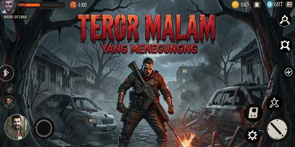 Tampilan gameplay mencekam dari 6RT, penuh dengan elemen horor.