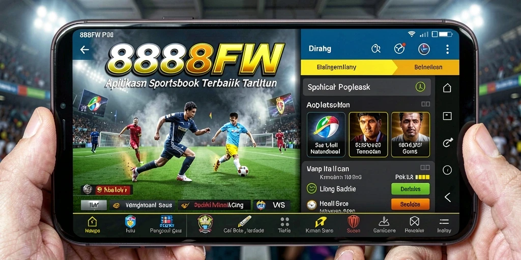 Tampilan utama aplikasi 888FW menampilkan berbagai opsi taruhan olahraga.