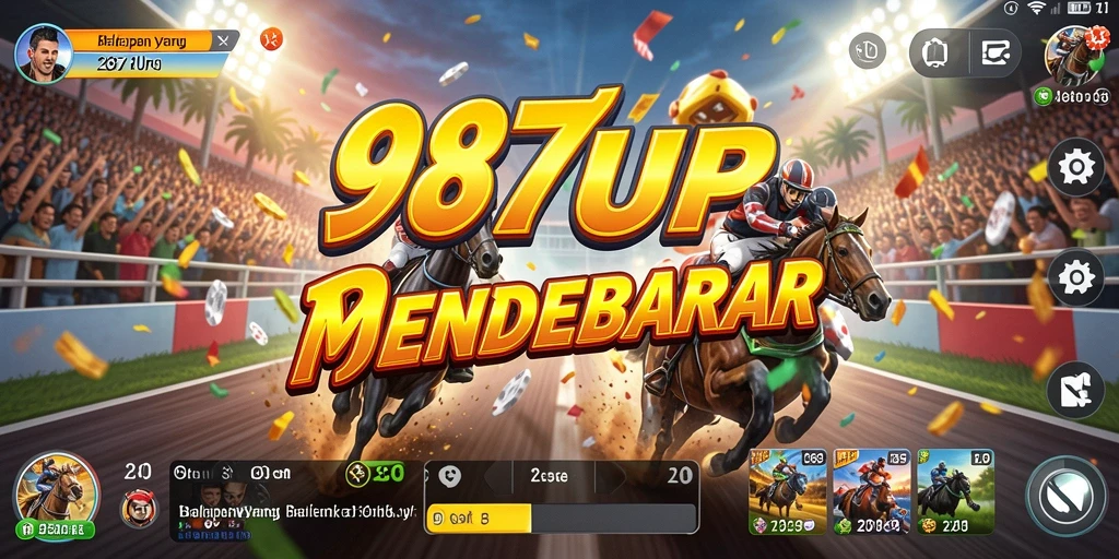 Tangkapan layar gameplay 987UP yang menampilkan aksi balapan yang seru.