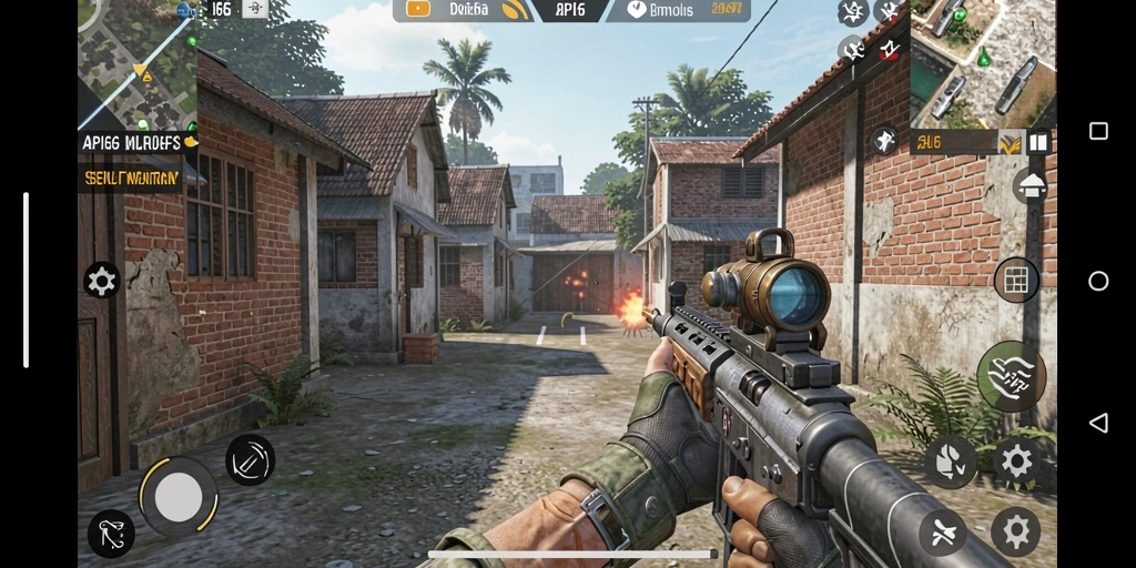 Tampilan gameplay seru dalam API66 dengan aksi tembak-menembak yang mendebarkan.