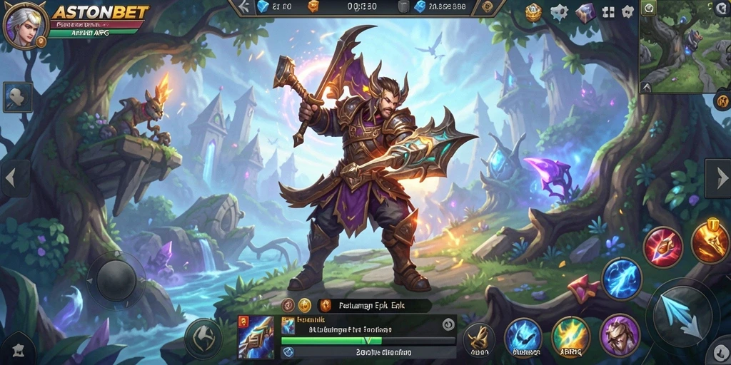 Screenshot gameplay ASTONBET menunjukkan aksi pertarungan yang intens dalam dunia fantasi.
