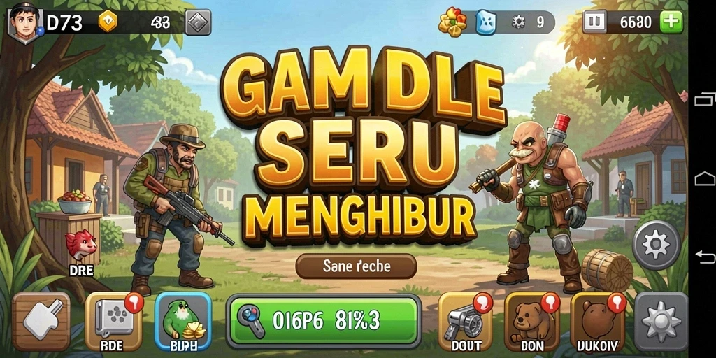 Screenshot dari D73 menunjukkan karakter yang sedang beraksi dengan latar belakang yang colorful.