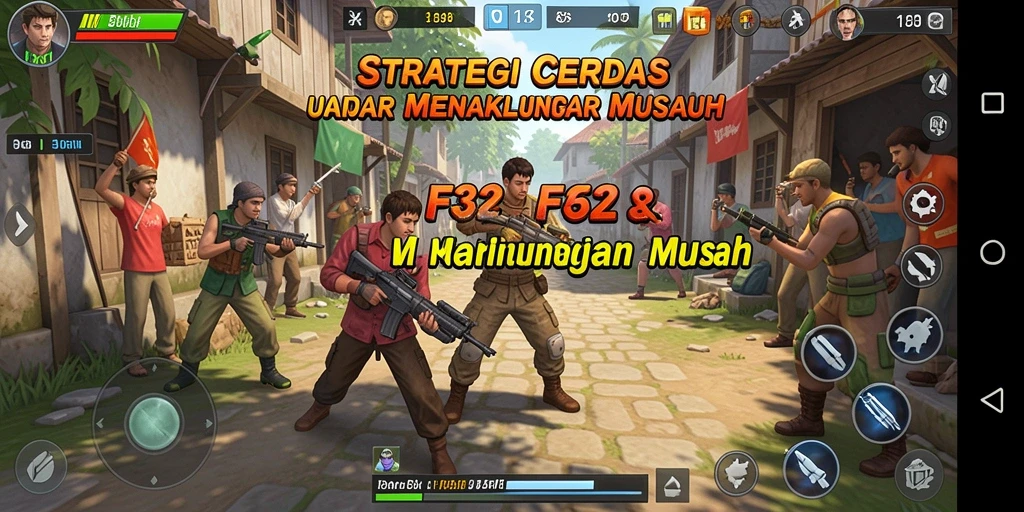 Tangkapan layar F32 menunjukkan pertarungan strategis yang intens.