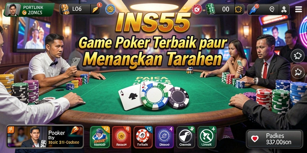 Tampilan gameplay poker yang menarik dan interaktif di INS55.