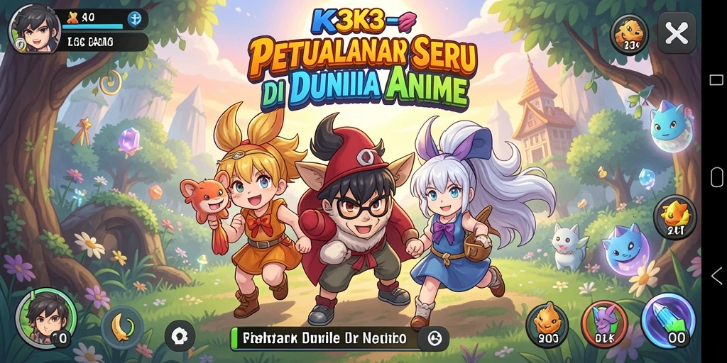 Screenshot menunjukkan aksi seru dalam permainan Anime K3K3.
