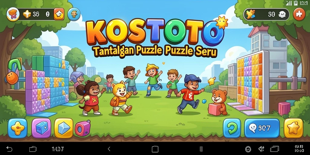 Tampilan gameplay KOSTOTO dengan tantangan puzzle yang menarik.