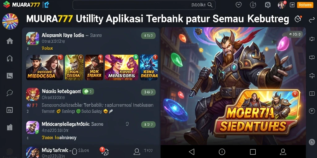 Tampilan utama MUARA777 dengan berbagai fitur utilitas yang mudah dijangkau.