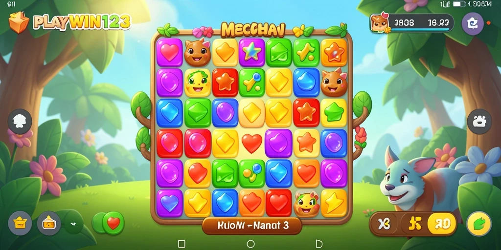 Screenshot utama menampilkan gameplay seru dari <strong>PLAYWIN123</strong> yang penuh warna dan tantangan.