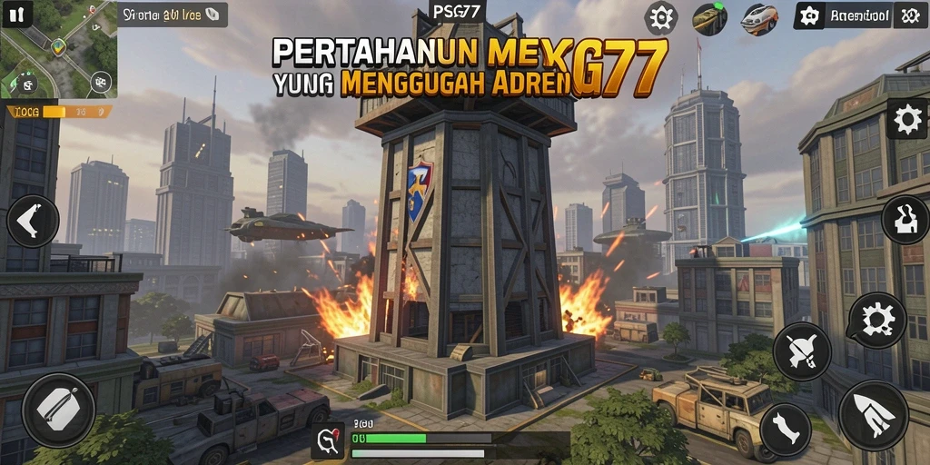 Screenshot PSG77 menampilkan aksi bermain Tower Defense yang menegangkan.