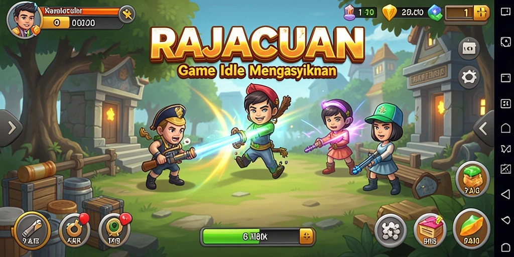 Screenshot gameplay RAJACUAN menampilkan suasana santai dan grafis menyeronokkan.