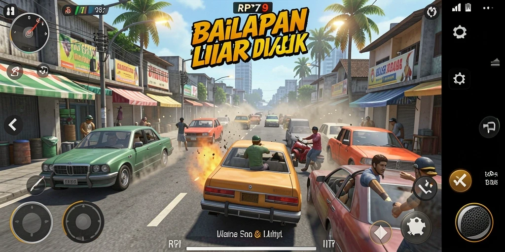Tampilan gameplay <strong>RP79</strong> saat balapan di jalan perkotaan yang menegangkan.
