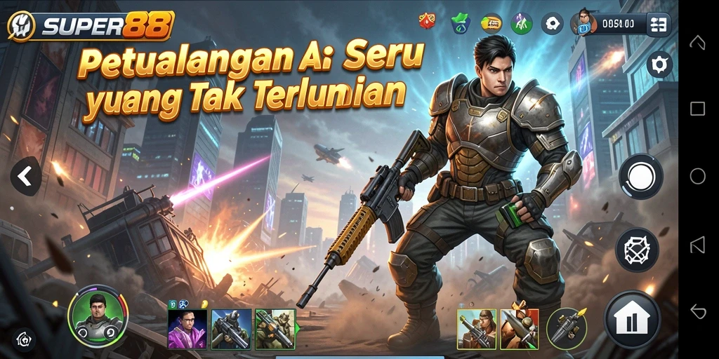 Tampilan gameplay SUPER88 yang mendebarkan dan penuh aksi.