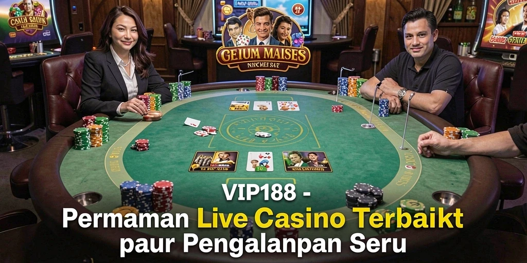 Screenshot gameplay Live Casino VIP188 memperlihatkan dealer profesional dan suasana kasino yang nyata.